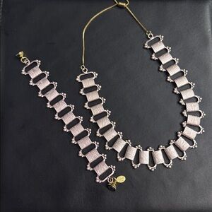 BAR by ALEXA RAE & MELANIA Clara METALLIC BALLERINA PINK NECKLACE & Bracelet.